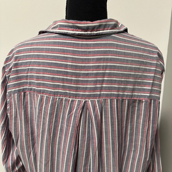 *GRAYSON* Red White & Blue Striped Long Sleeve Button Down Size 4 (Small) - Picture 5 of 8
